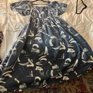 Blue Abstract Summer Dress A New Day XL